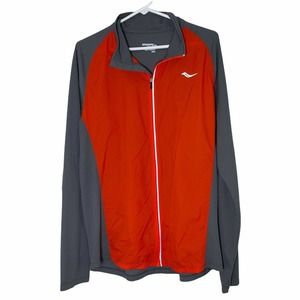 Saucony Activewear Lightweight Running Jacket Orange/Grey Men's Size L